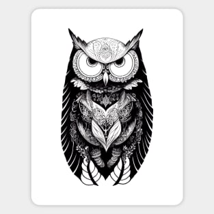 Owl Wild Animal Nature Illustration Art Tattoo Magnet